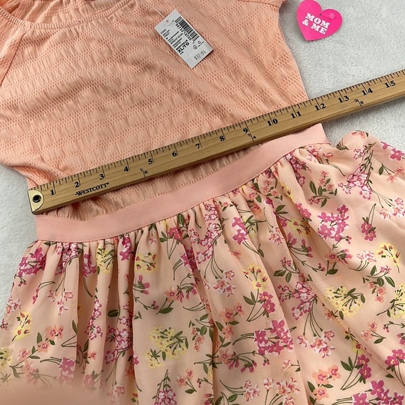 NWT Childrens Place 14, XL Peach Apricot Glow 3036742 SS Floral Dress - Picture 3 of 15